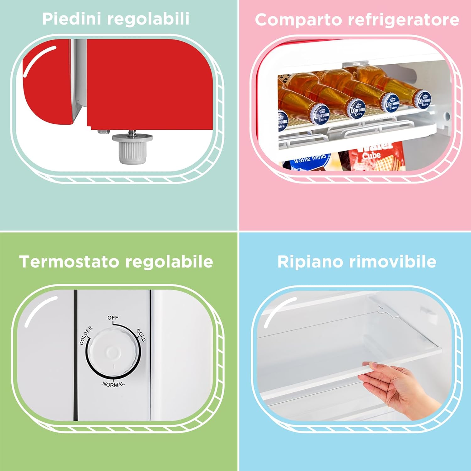 Comfee' RCD93RE2EURT(E) Frigorifero Monoporta 93L, Rosso - immagine 4