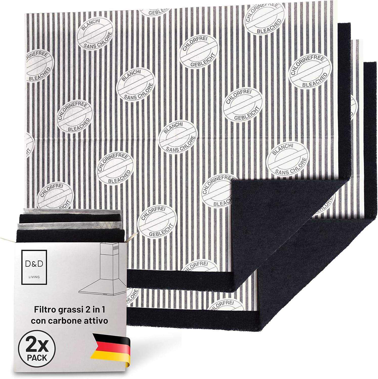 Filterbase® Filtro Carbone Attivo per Cappa Aspirante (2 Pezzi) - immagine 1