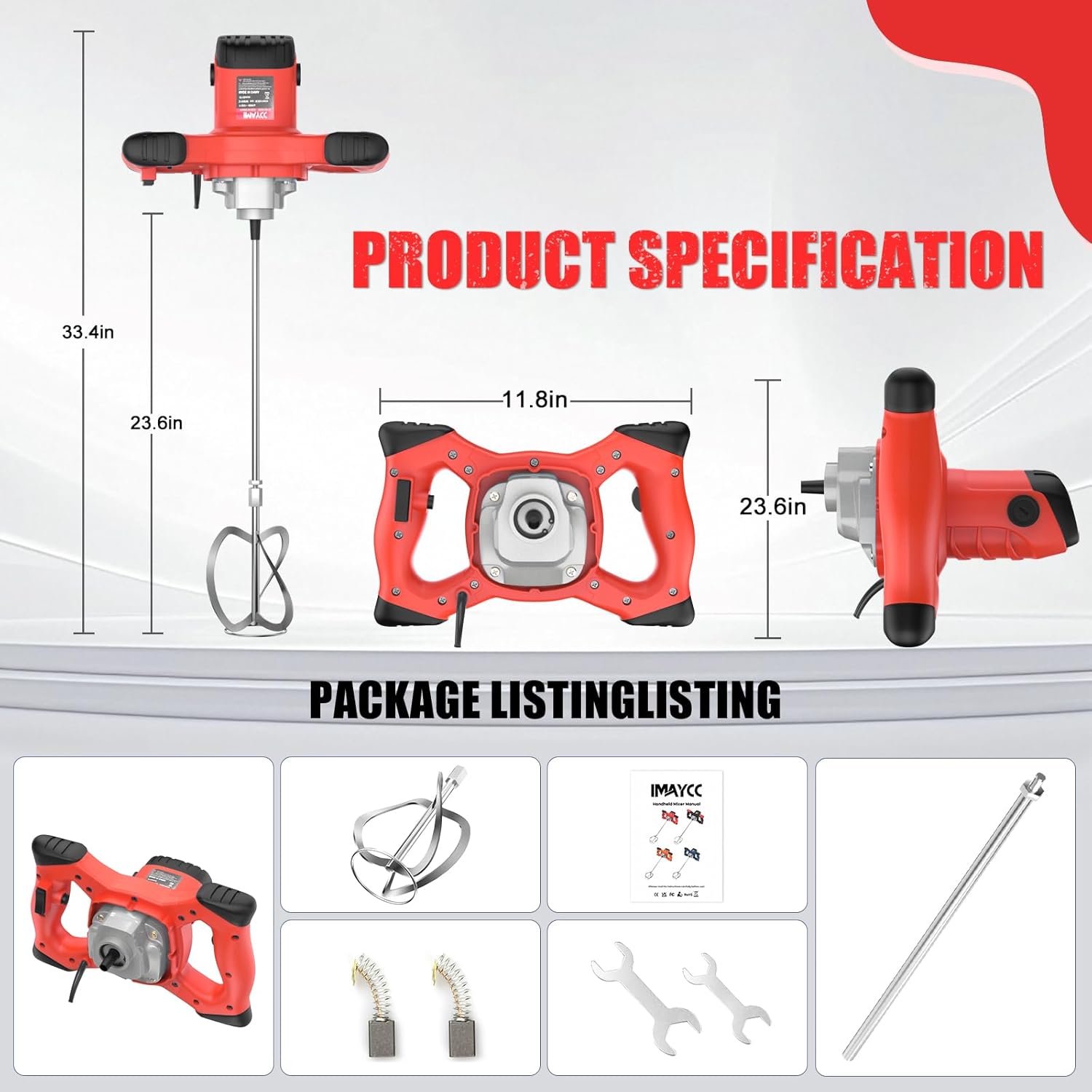 IMAYCC Miscelatore per Malta 2100W Professionale - immagine 2