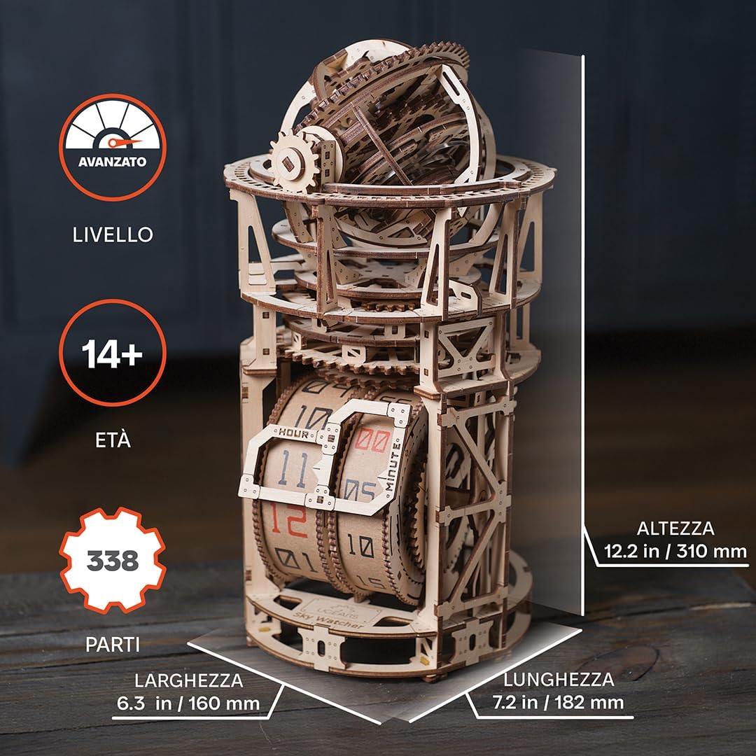Ugears Orologio da scrivania Sky Watcher - Kit Modello in Legno - immagine 3