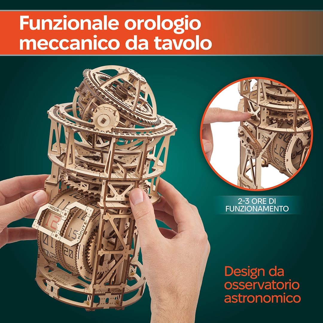 Ugears Orologio da scrivania Sky Watcher - Kit Modello in Legno - immagine 5