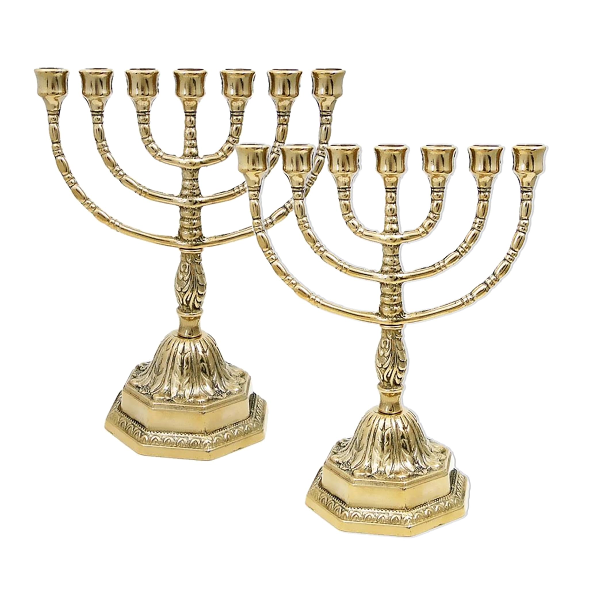 Nklaus 2x Candeliere a 7 Bracci Menorah in Ottone 23cm