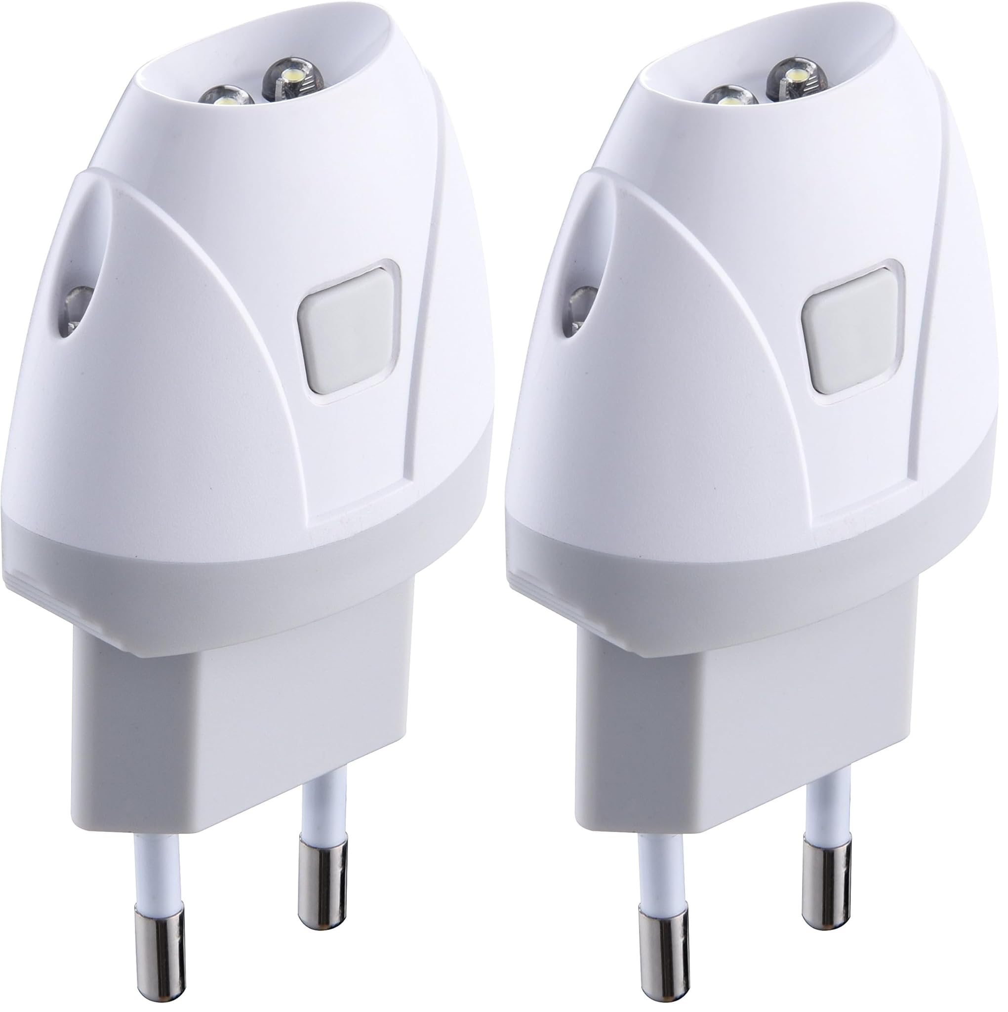 Electraline 58303 Torcia d'Emergenza Automatica con Funzione Luce di Cortesia, LED, Bianco (Confezione da 2)