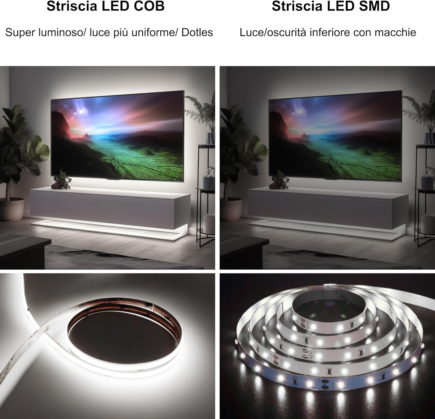 Axmotut Striscia LED COB 10 Metri 24V Bianco Freddo - immagine 2