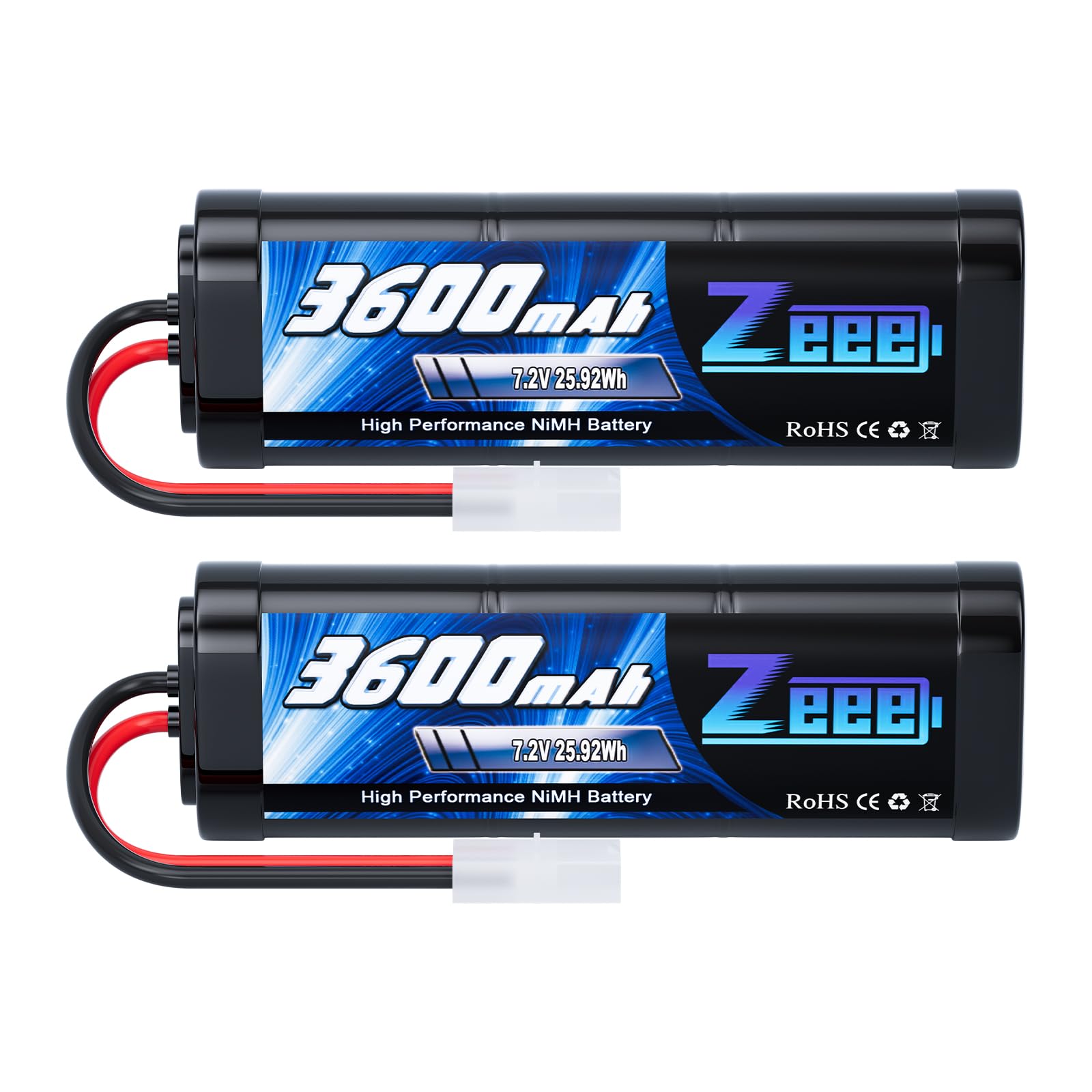 Zeee Batteria RC NiMH 7.2V 3600mAh TAMIYA (2 Batterie)