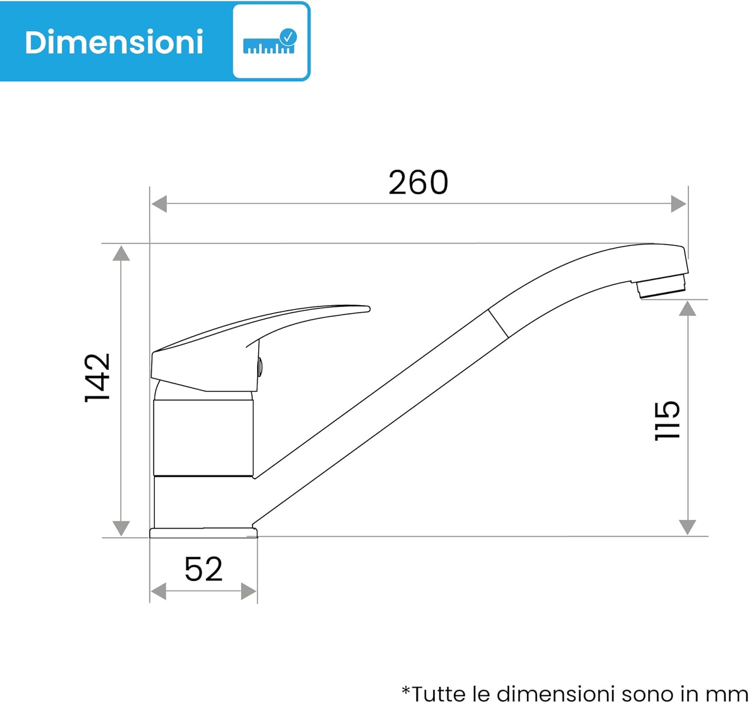 Bächlein Miscelatore Cucina Girevole 360°, Nero Opaco - immagine 4