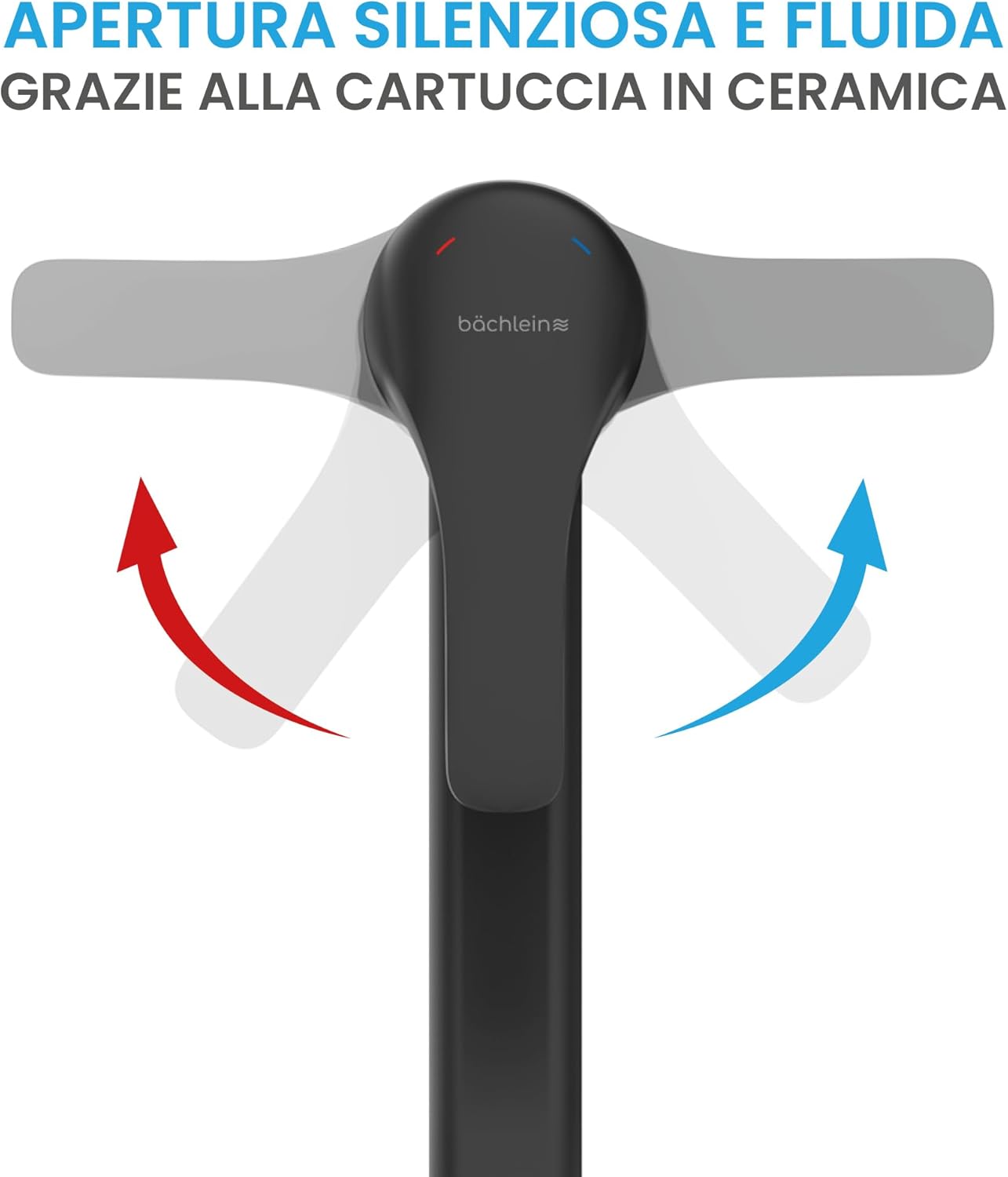 Bächlein Miscelatore Cucina Girevole 360°, Nero Opaco - immagine 6