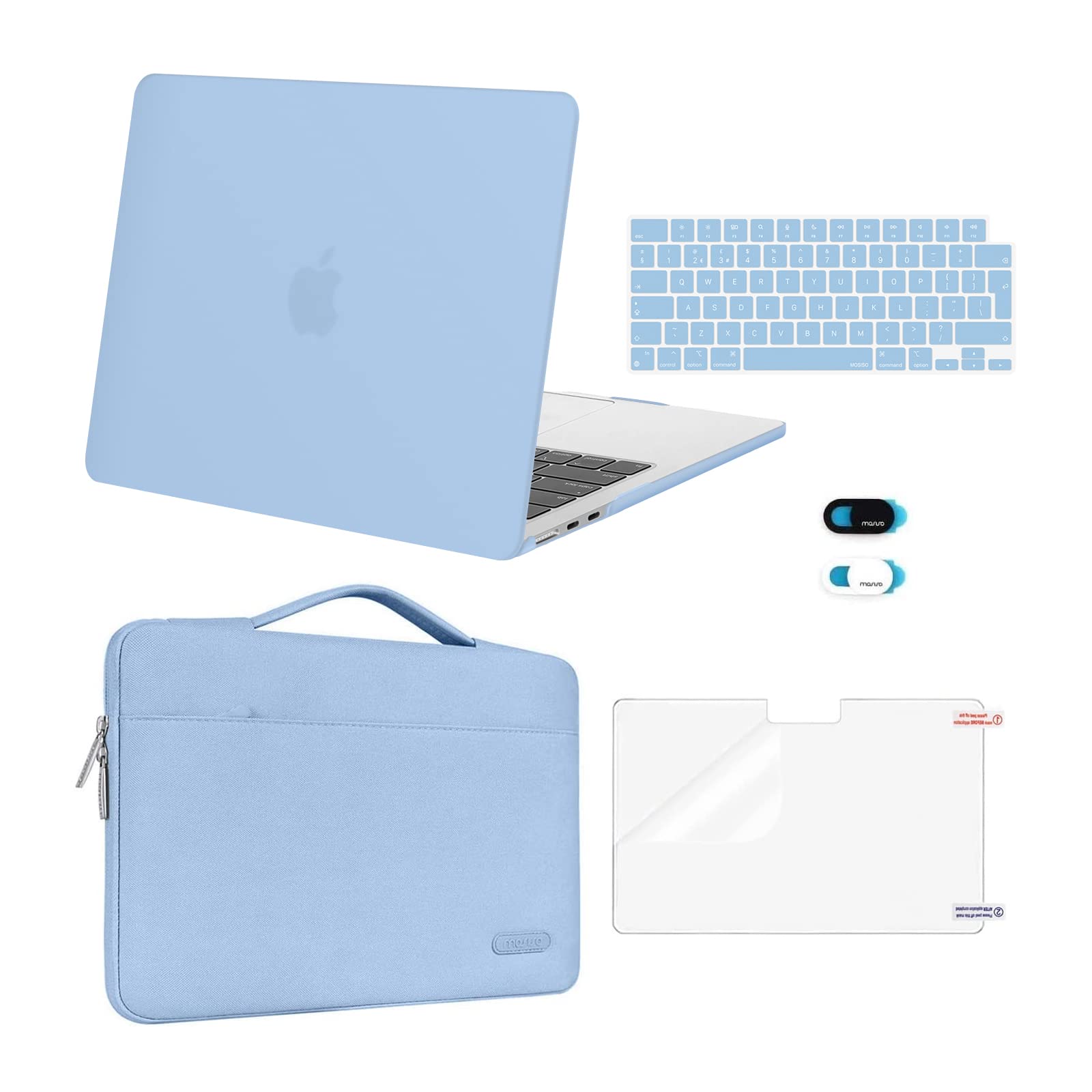 Mosiso Custodia per MacBook Air 13 M4 M3 M2, Blu Airy