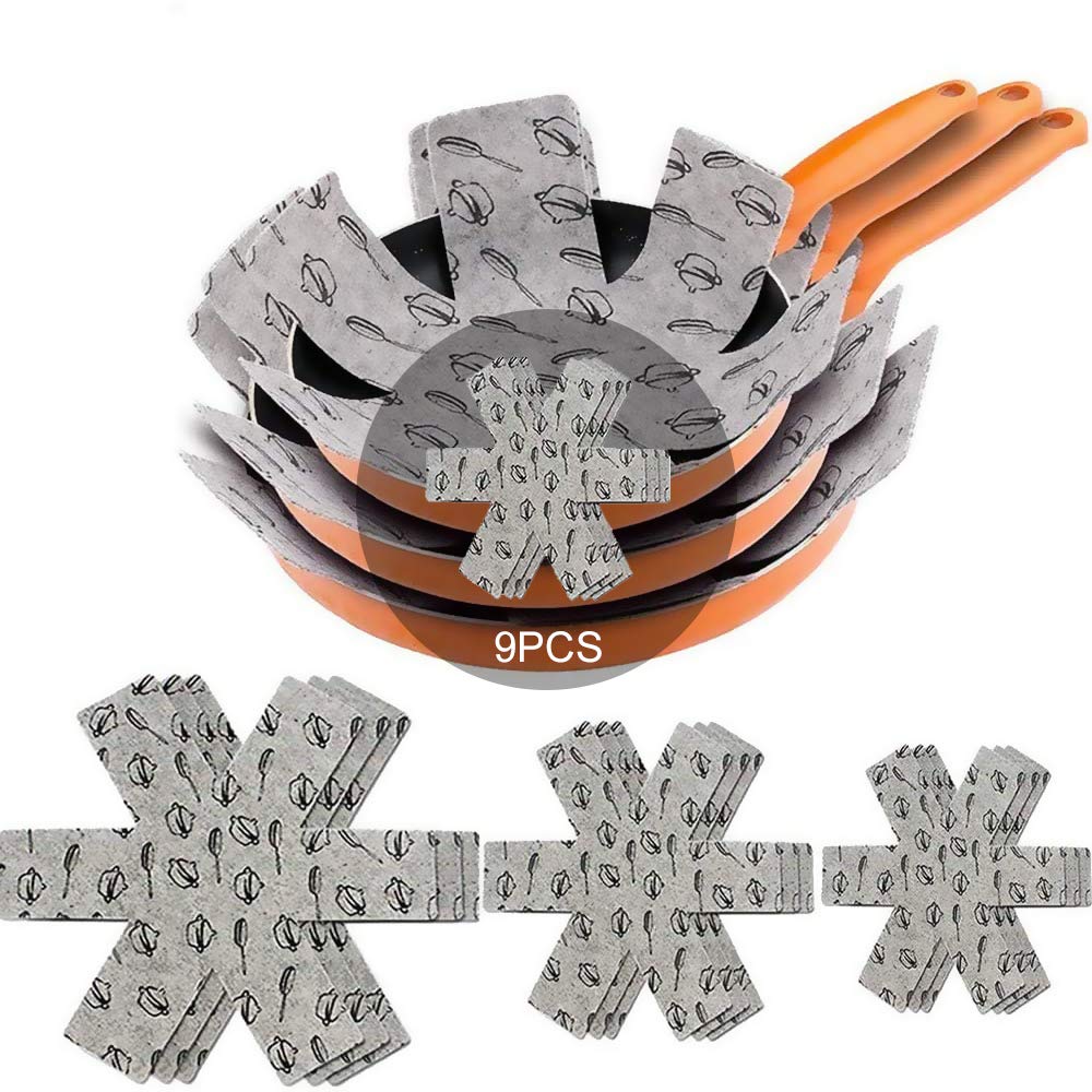 Meiso Set 9 Protezioni per Pentole e Padelle in Feltro