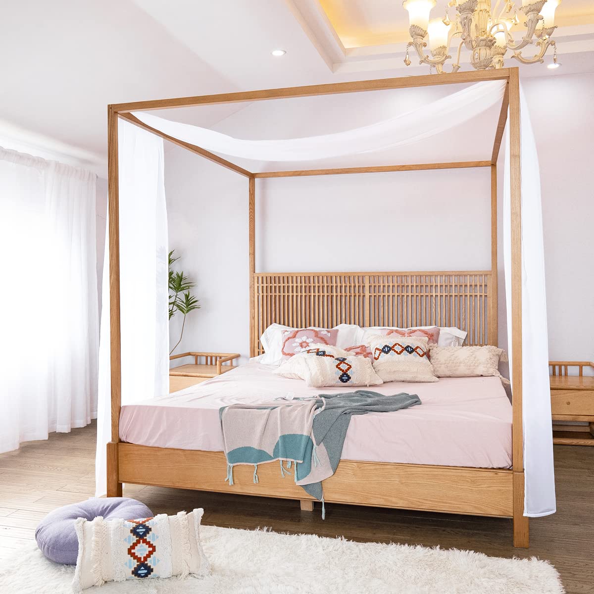 Linentalks Sciarpa da Letto a Baldacchino Bianca