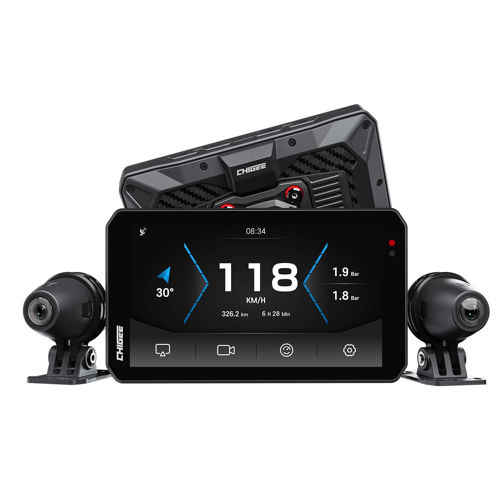 Chigee AIO-5 Evo 5" Carplay GPS Moto con Dashcam 1080p