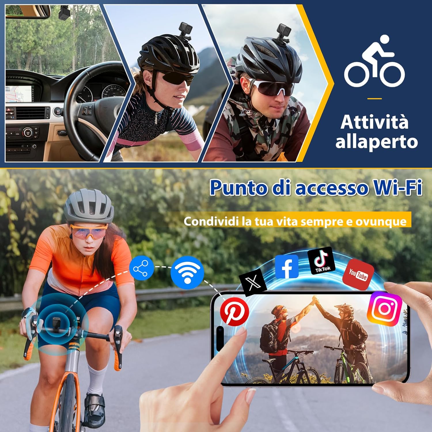 Aiker Dash cam Moto Mini WiFi IP66 Impermeabile 1080P - immagine 5