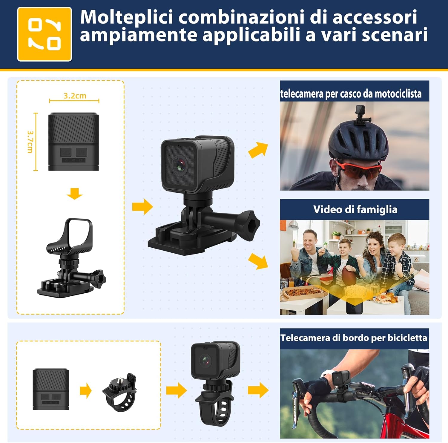 Aiker Dash cam Moto Mini WiFi IP66 Impermeabile 1080P - immagine 6