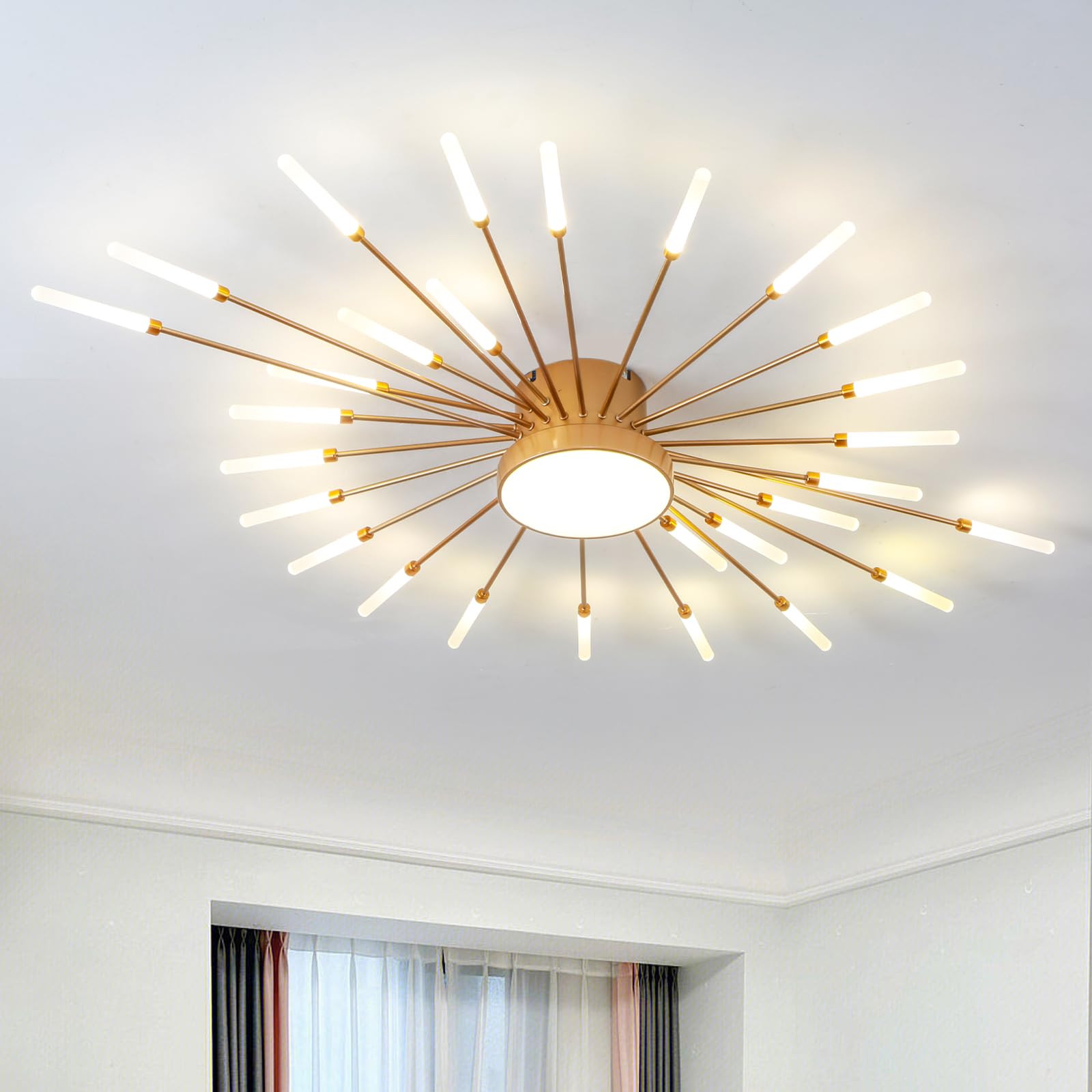 Plafoniera LED Soffitto Moderna Acrilico (28+1 teste, oro)