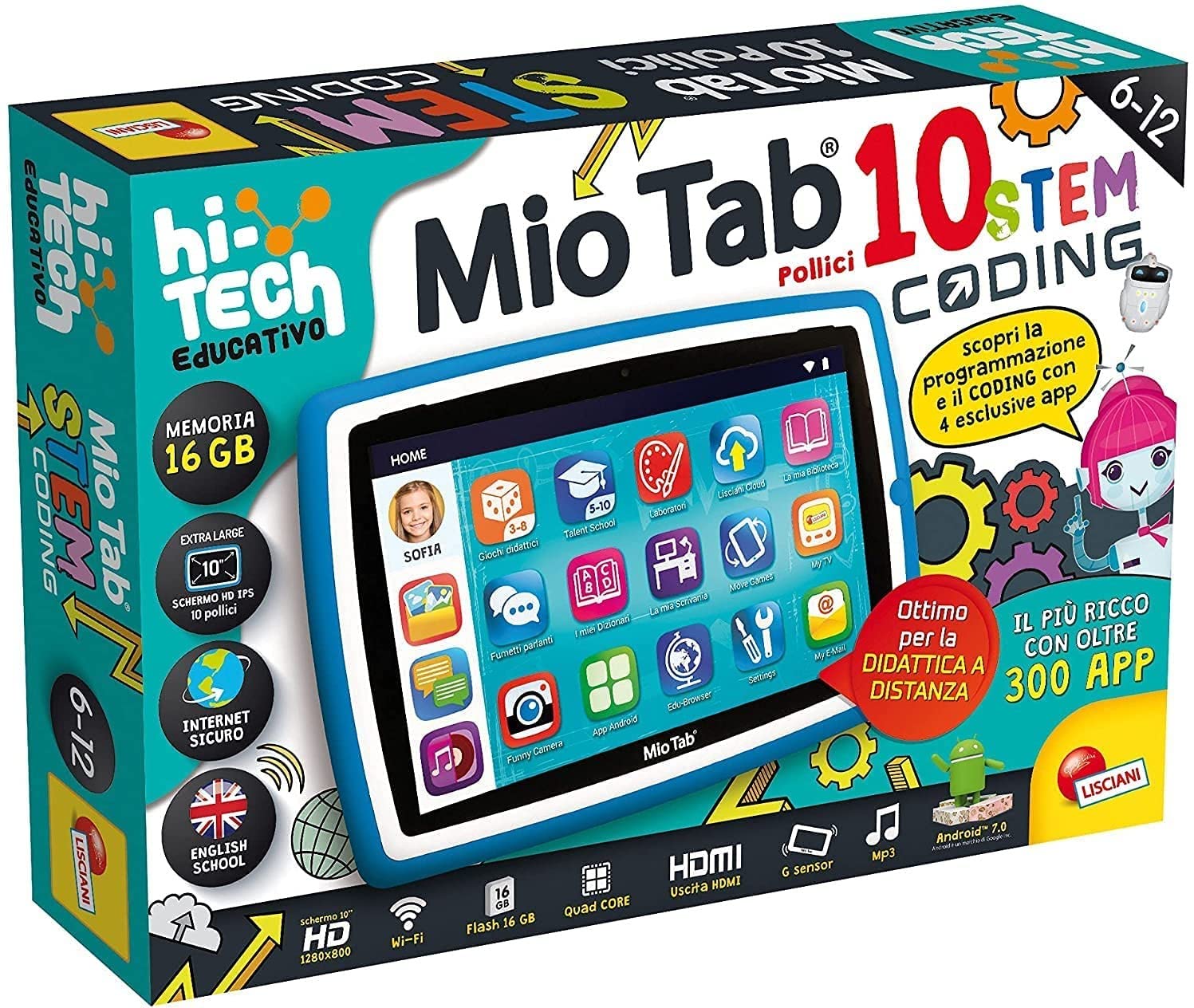 Lisciani Giochi-Mio Tab 10" STEM Coding XL 2021, Multicolore, 89055