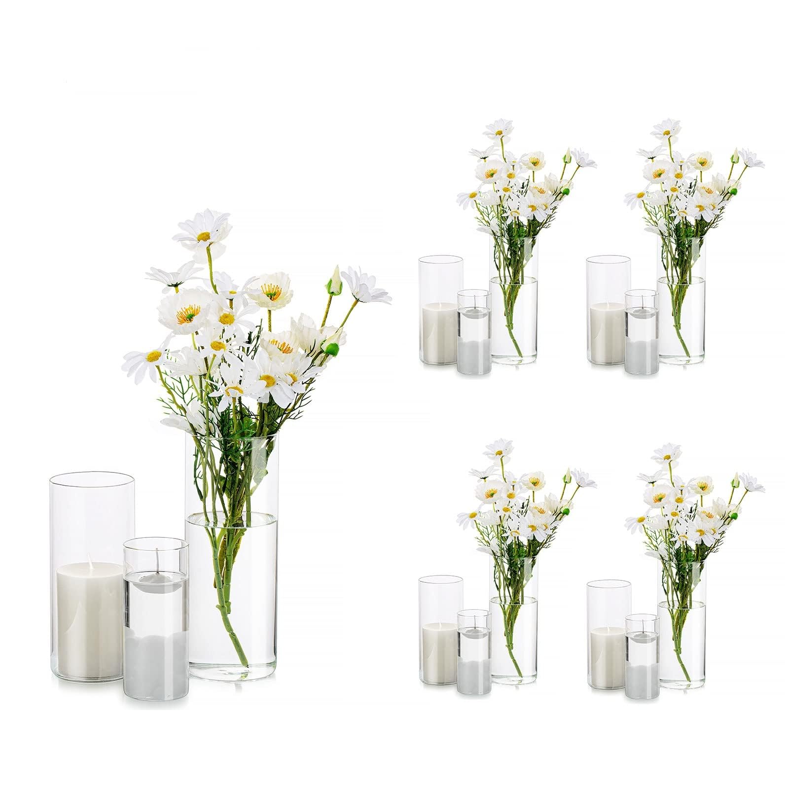 Glasseam Vaso Cilindro in Vetro Trasparente 4 Set