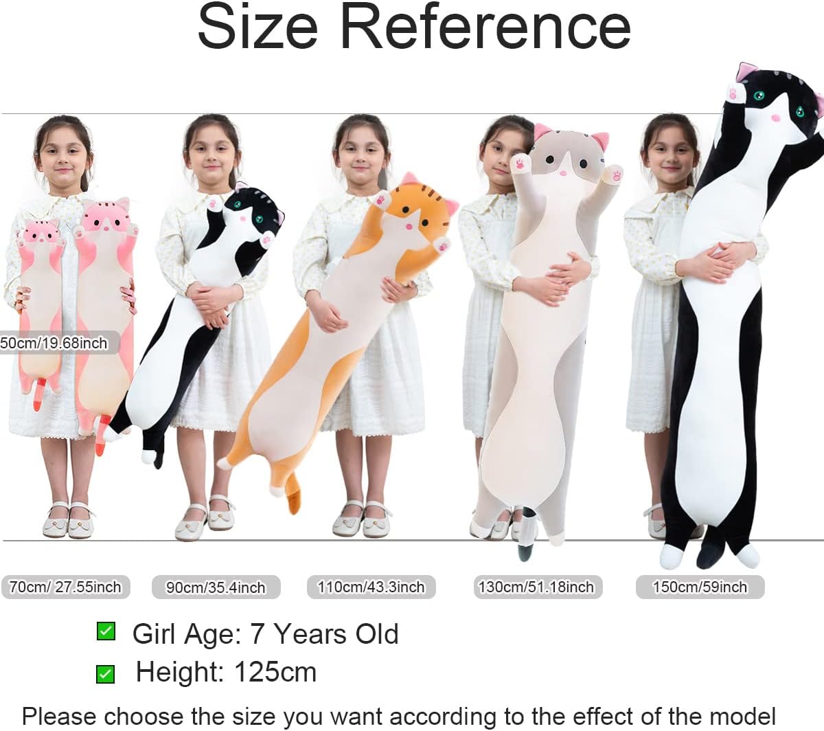 Kekeso Gatto Peluche Cuscino Lungo 150cm, Yellow - immagine 5