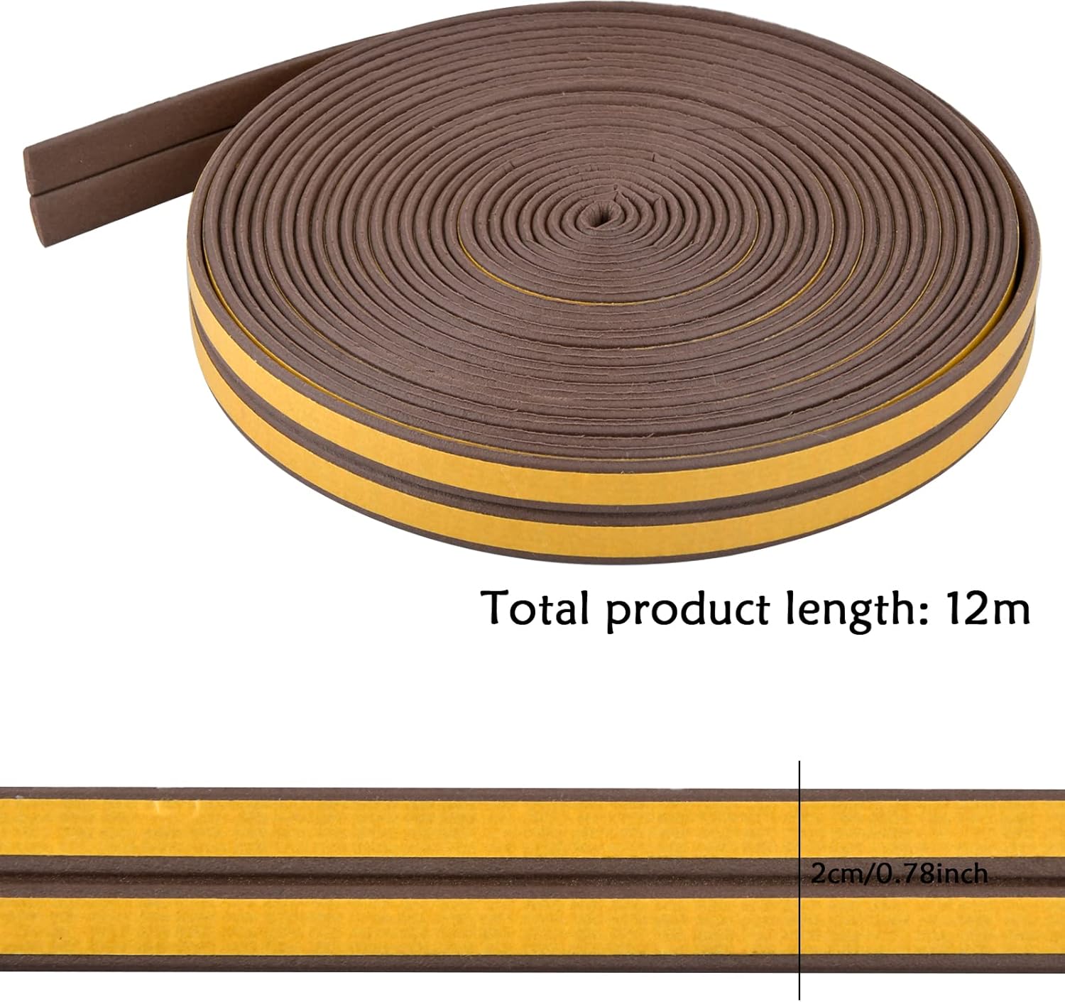 Natuce Nastro Guarnizione Autoadesiva 12M (9mm*2mm), Marrone - immagine 4