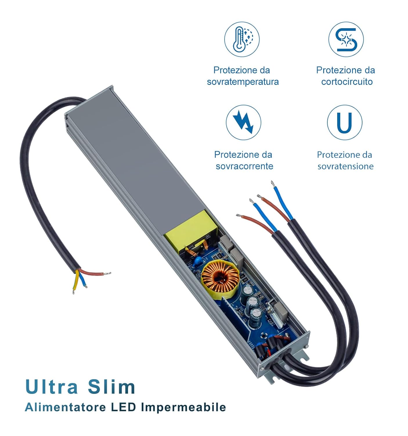 Dusktec Trasformatore LED 12V 300W 25A IP67 - immagine 4