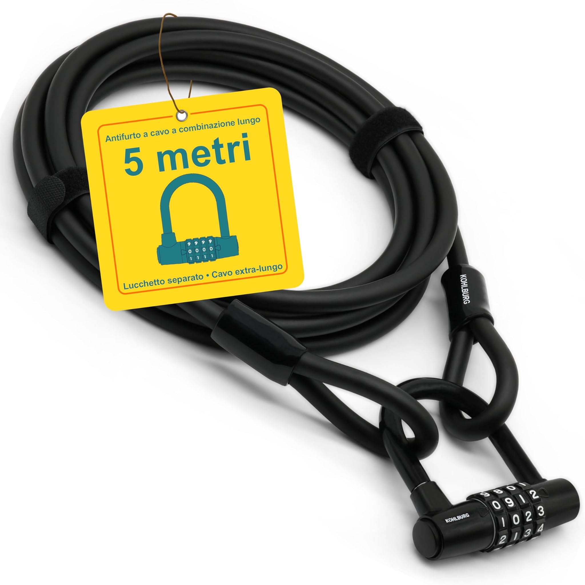 Kohlburg Lucchetto a Cavo 5m con Combinazione Numerica