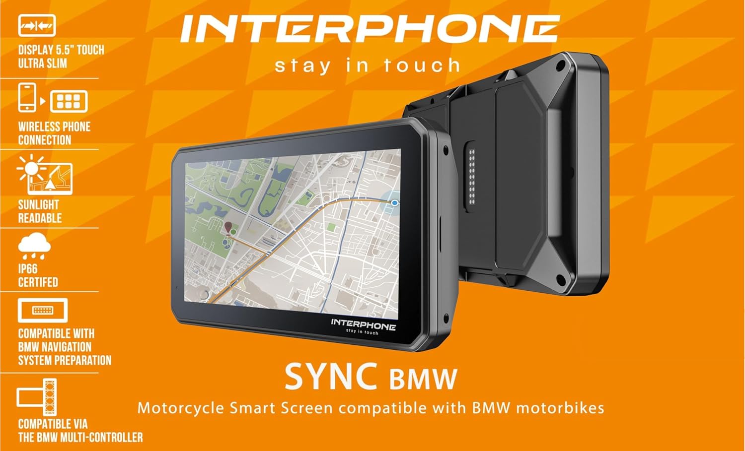 Interphone SYNC55B - Smart Display Moto BMW 5,5" - immagine 2