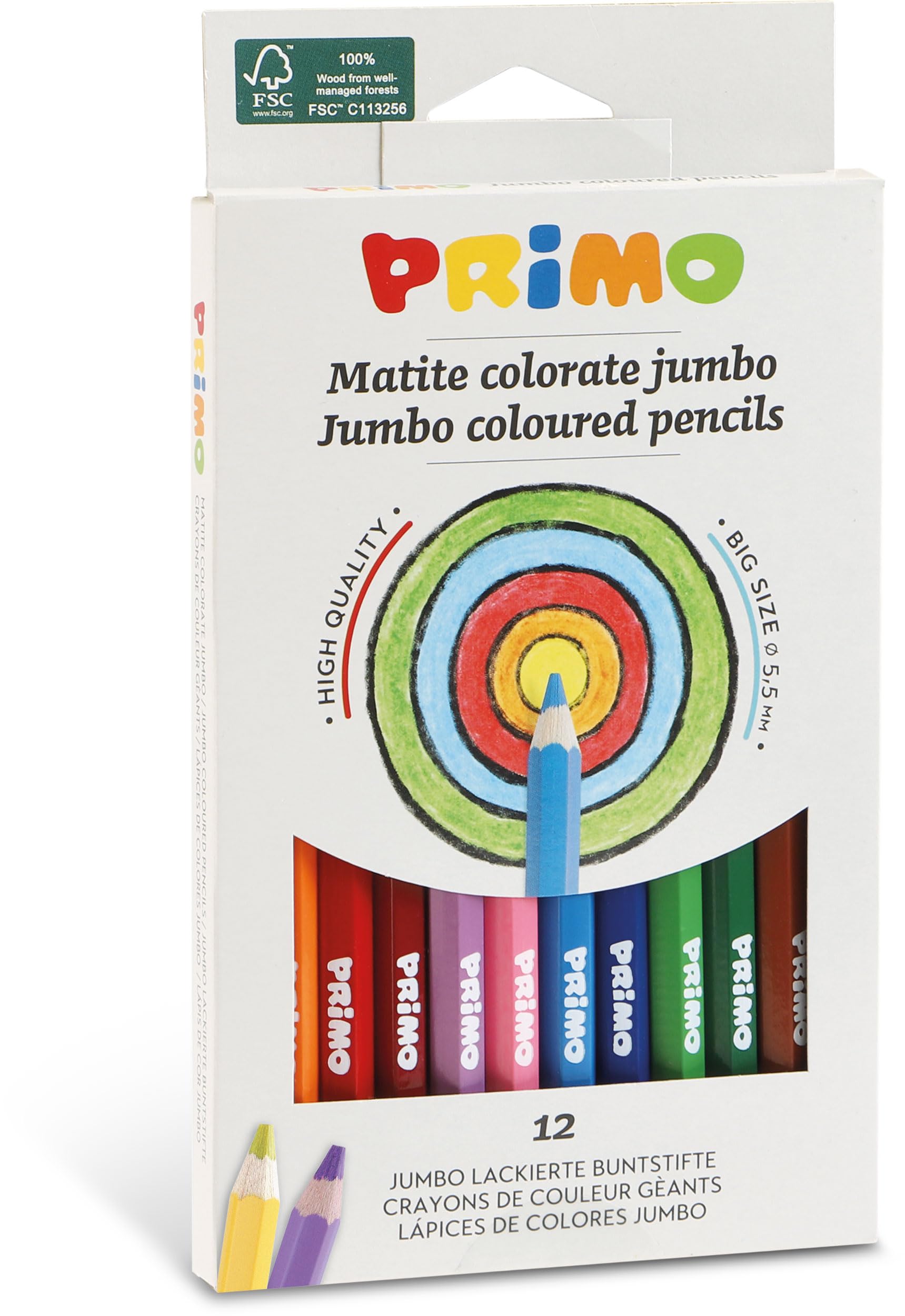 Primo - Matite Colorate Bambini +3 Anni, 12 Colori | Velz