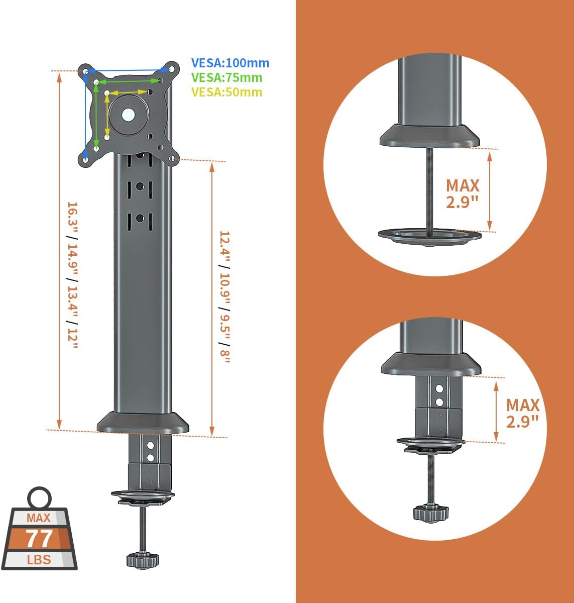 Hemudu - Supporto Singolo per Monitor da 13" a 32" - immagine 3