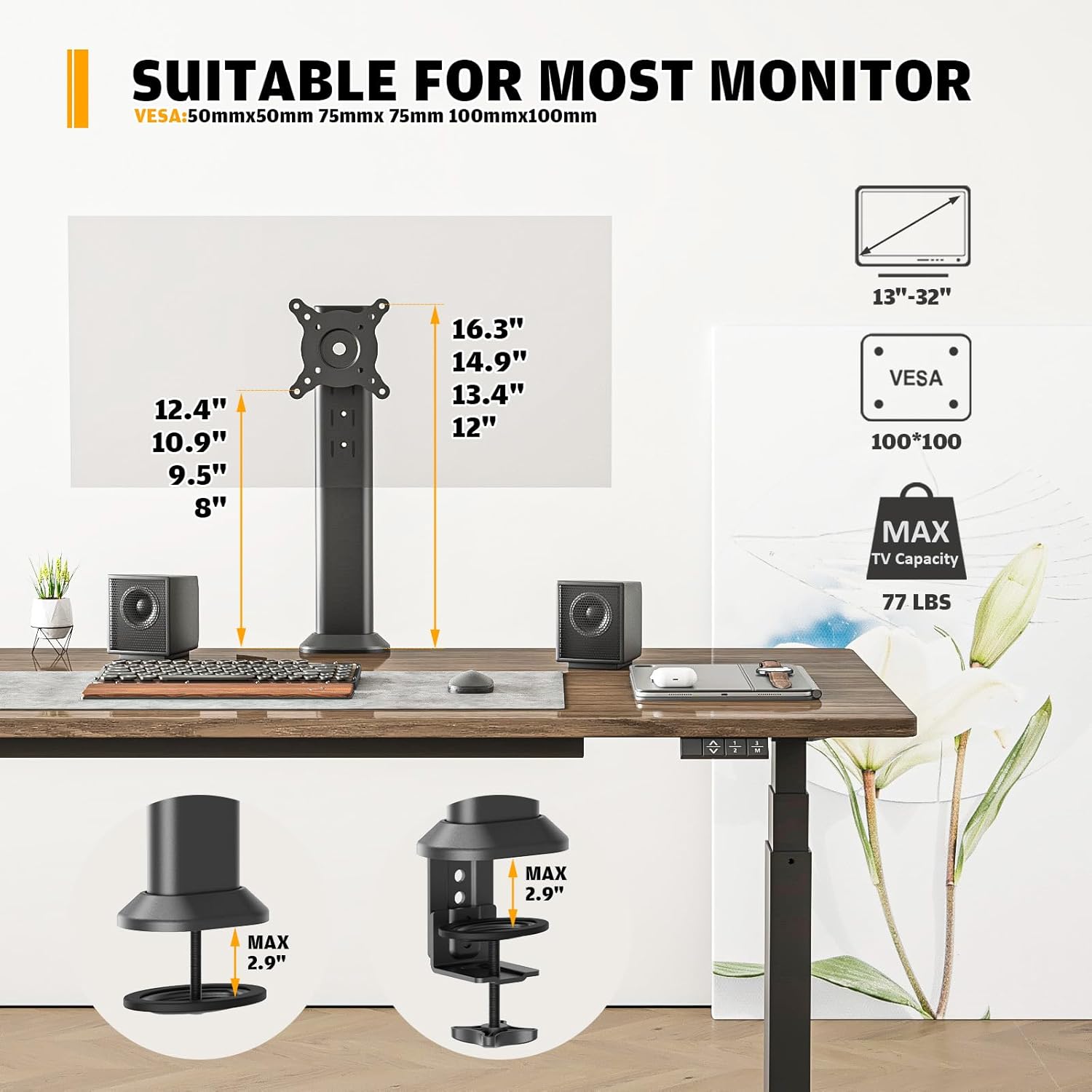 Hemudu - Supporto Singolo per Monitor da 13" a 32" - immagine 8