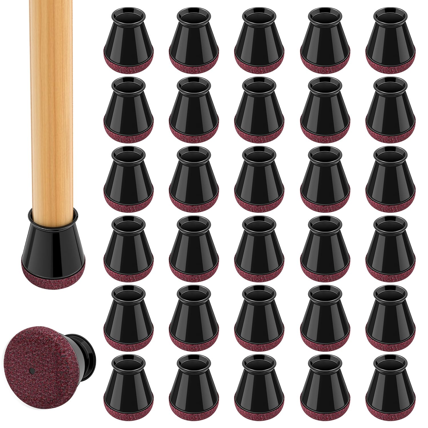 32 Pezzi Gommini per Sedie Rotondi in Silicone Nero