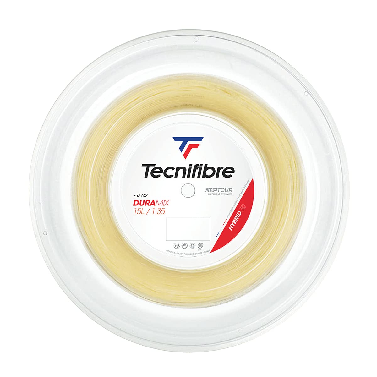 Tecnifibre Duramix HD 200M Tennis Rotolo di Corde Ibrido Colori Naturali