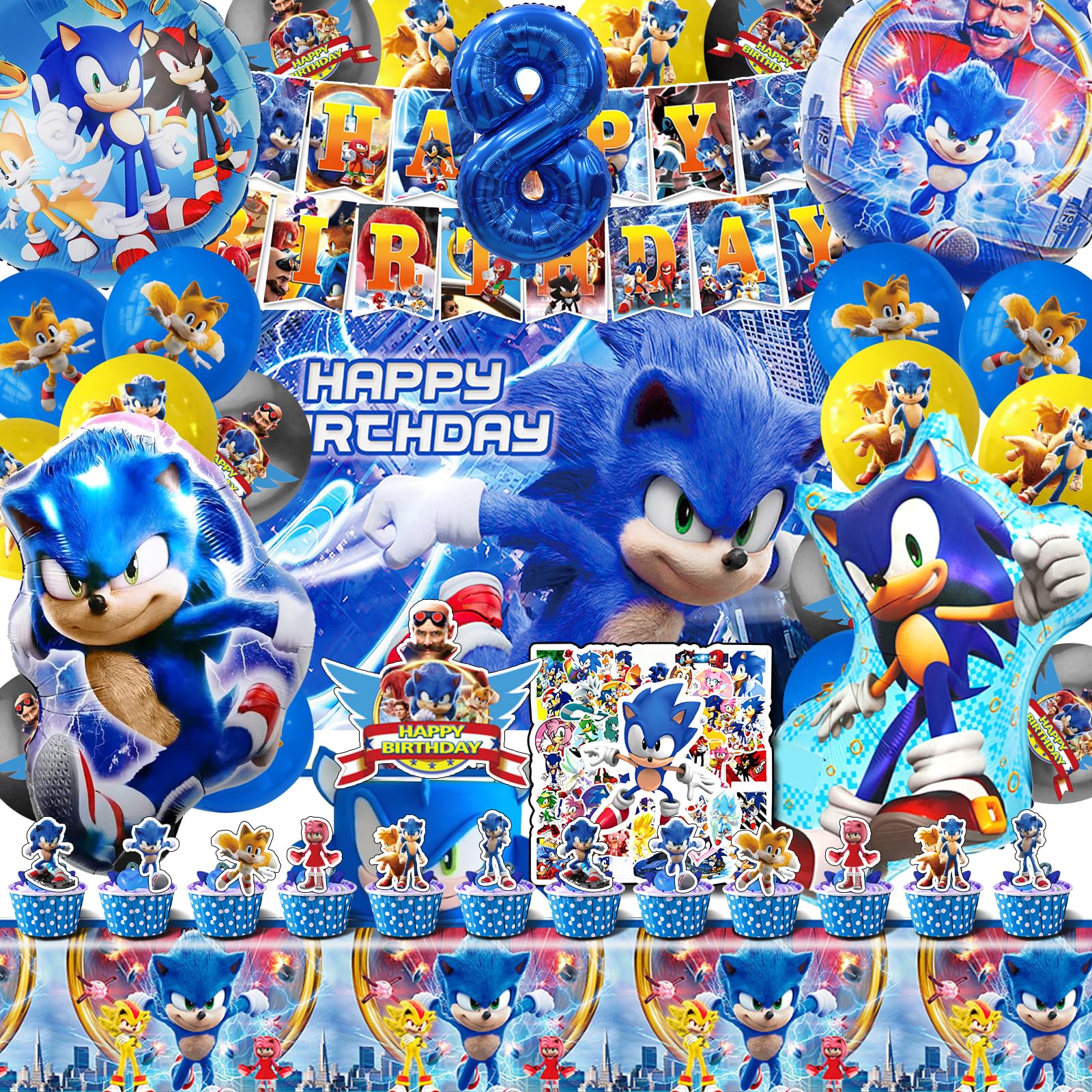 101 Pcs Palloncini Compleanno 8 Anni Bambino Soni