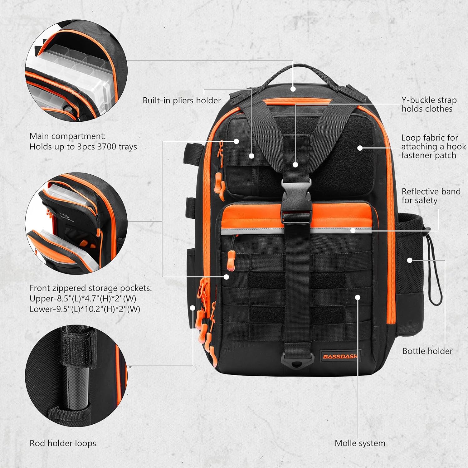 BASSDASH Zaino da Pesca Convertibile FP07 - immagine 4