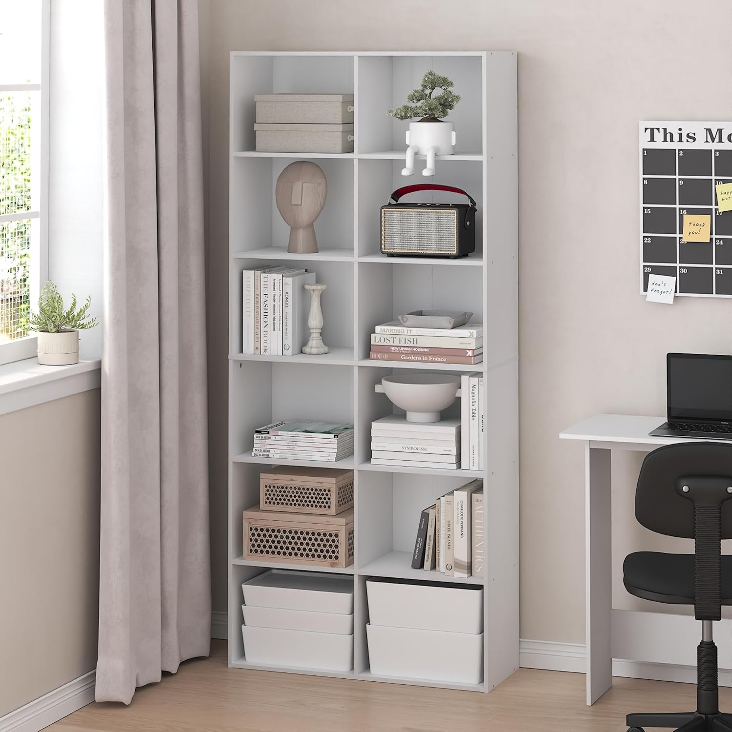 Furinno Basic Libreria Aperta 12 Cubi, Bianco - immagine 2