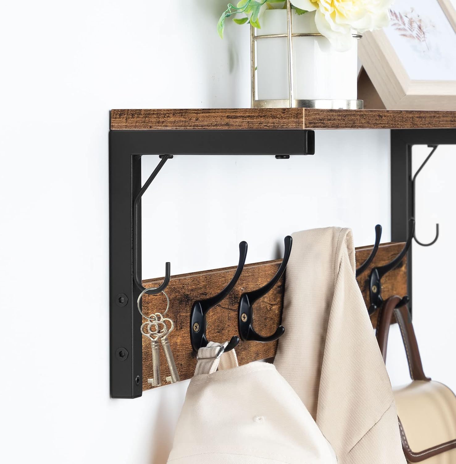 Hoobro Appendiabiti da Ingresso con Mensola e 7 Ganci - immagine 5