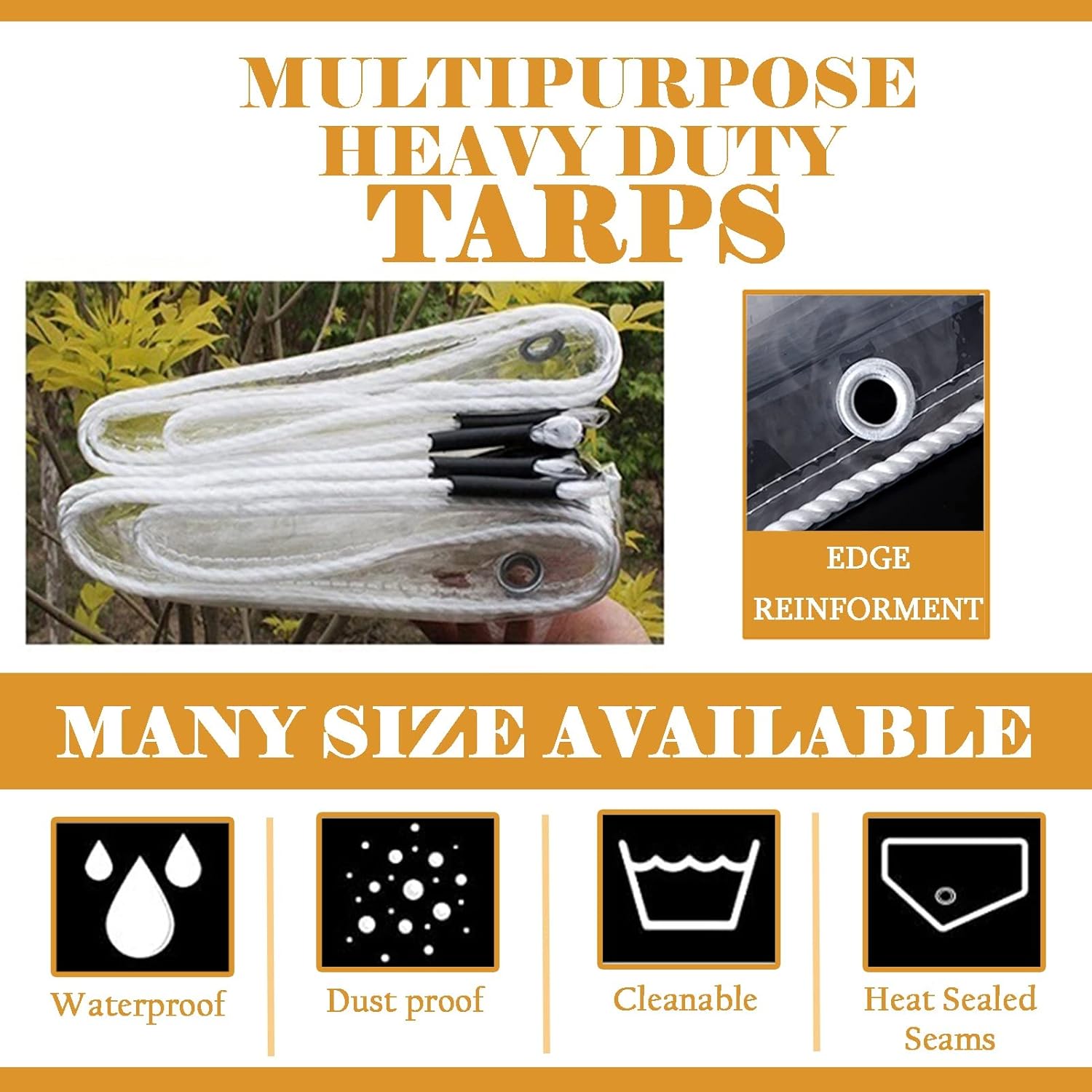 Telone Impermeabile Trasparente in PVC con Occhielli - immagine 3