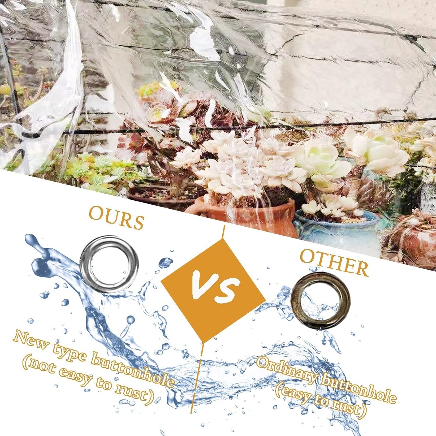 Telone Impermeabile Trasparente in PVC con Occhielli - immagine 4