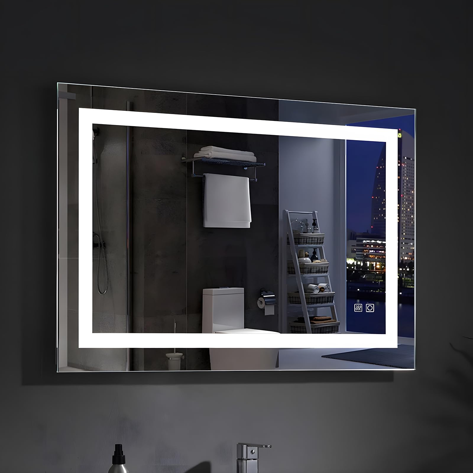 Lisa - Specchio da Bagno a LED 80x60 cm Antiappannamento