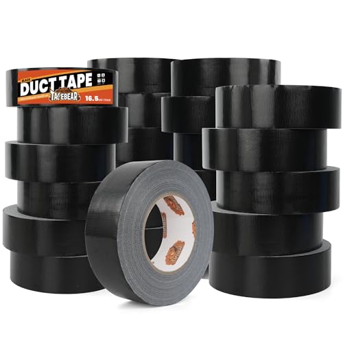 Tapebear Nastro Telato Nero 48mm x 32m, 24 Rotoli