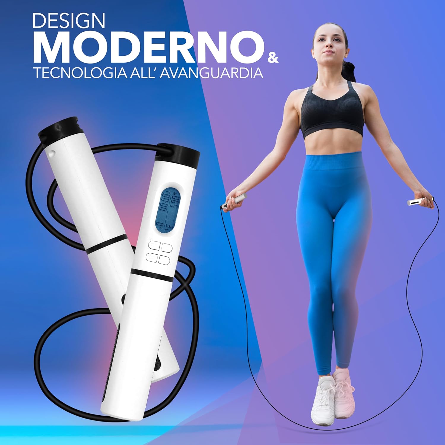 Corda Per Saltare Professionale Regolabile con Filo Acciaio - immagine 3