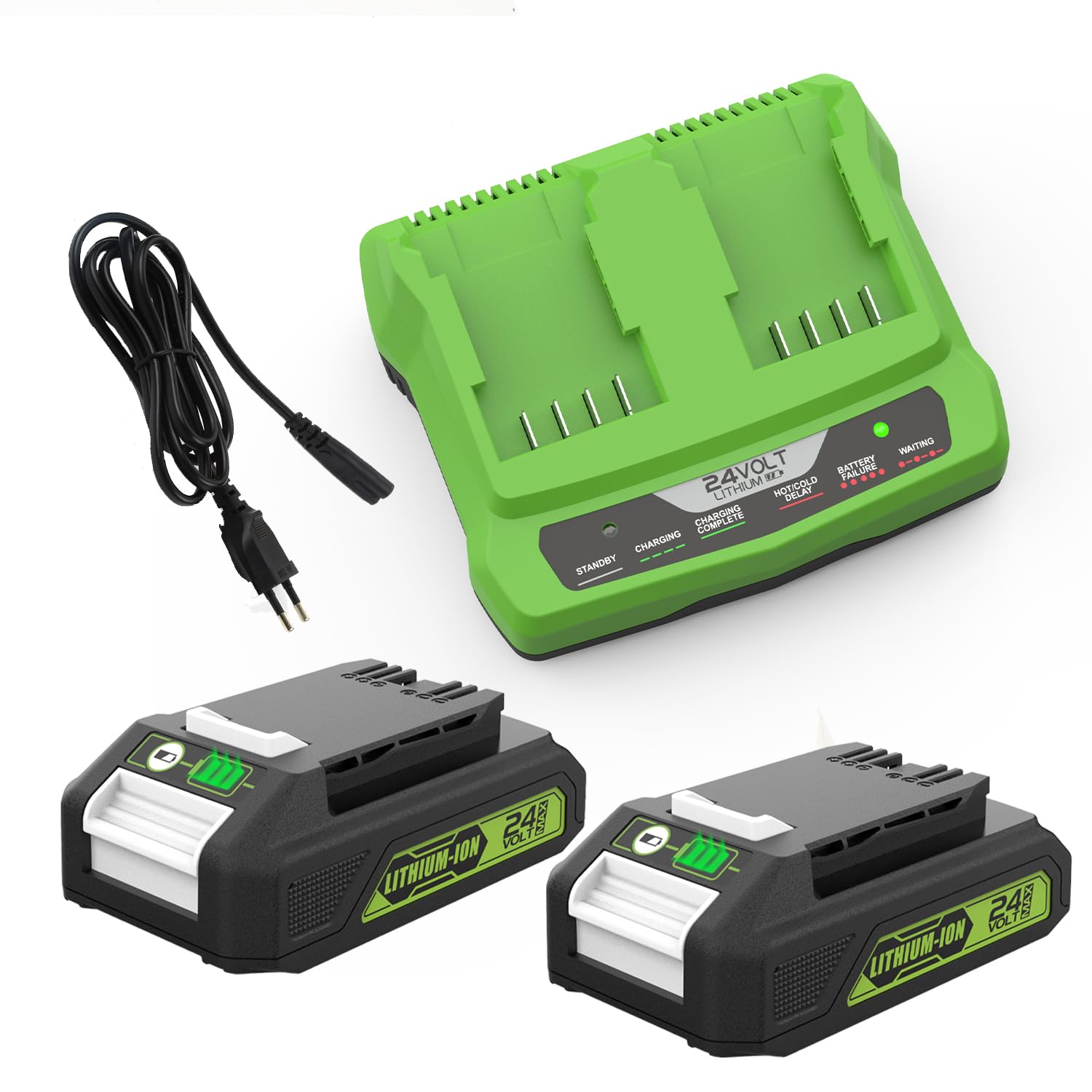 Xnjtg - 2 Batterie 24V 3Ah e Caricabatterie Greenworks