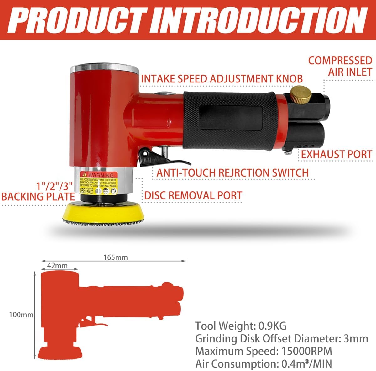 Mini Levigatrice Orbitale Pneumatica 25/50/75mm - immagine 2