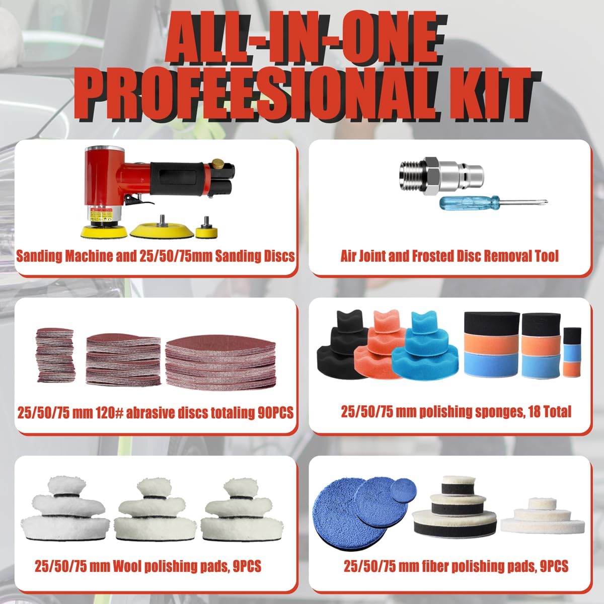 Mini Levigatrice Orbitale Pneumatica 25/50/75mm - immagine 3