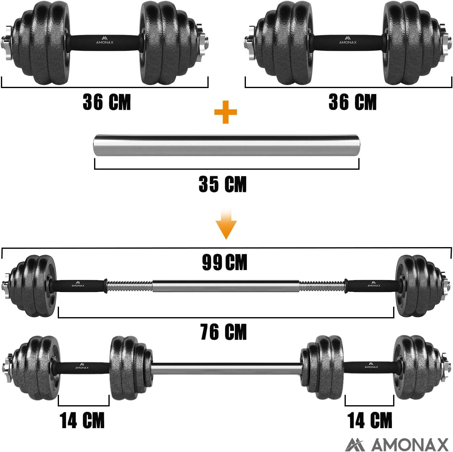 Amonax Pesi Palestra Manubri Regolabili 15-30KG - immagine 3