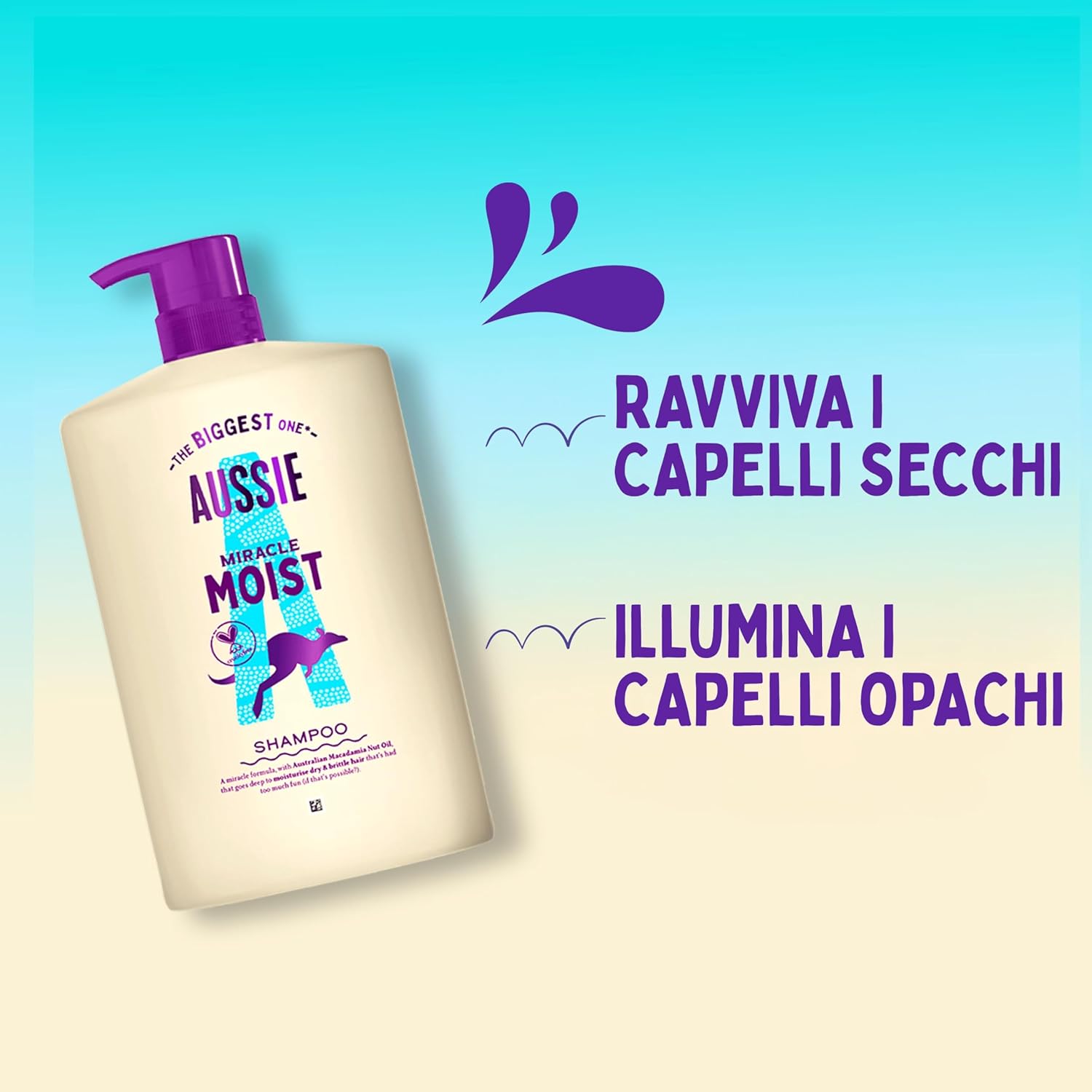 Aussie Miracle Moist Shampoo Idratante 1000ml - immagine 2