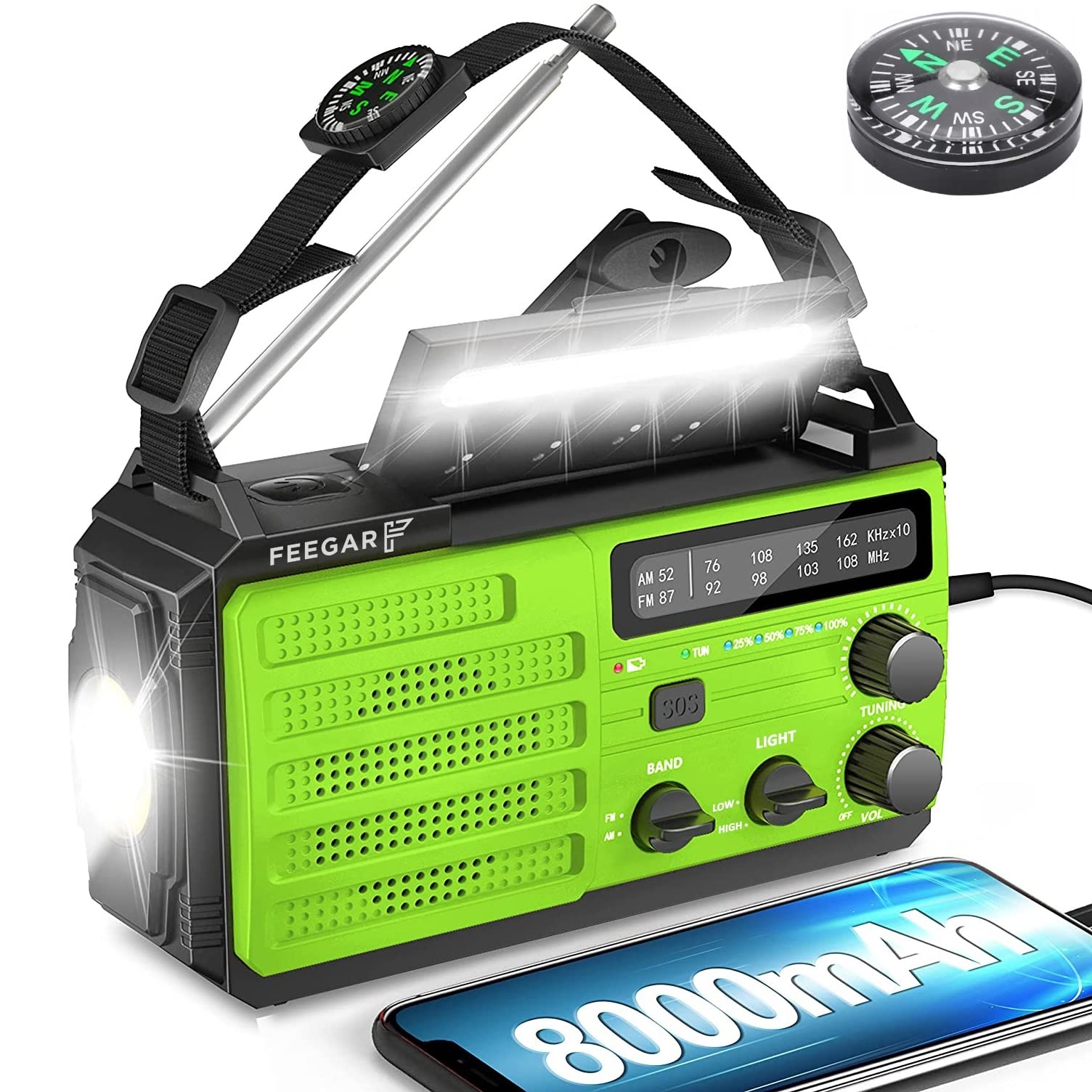 Feegar Oze 3 Pro - Radio Portatile Emergenza AM/FM 8000 mAh