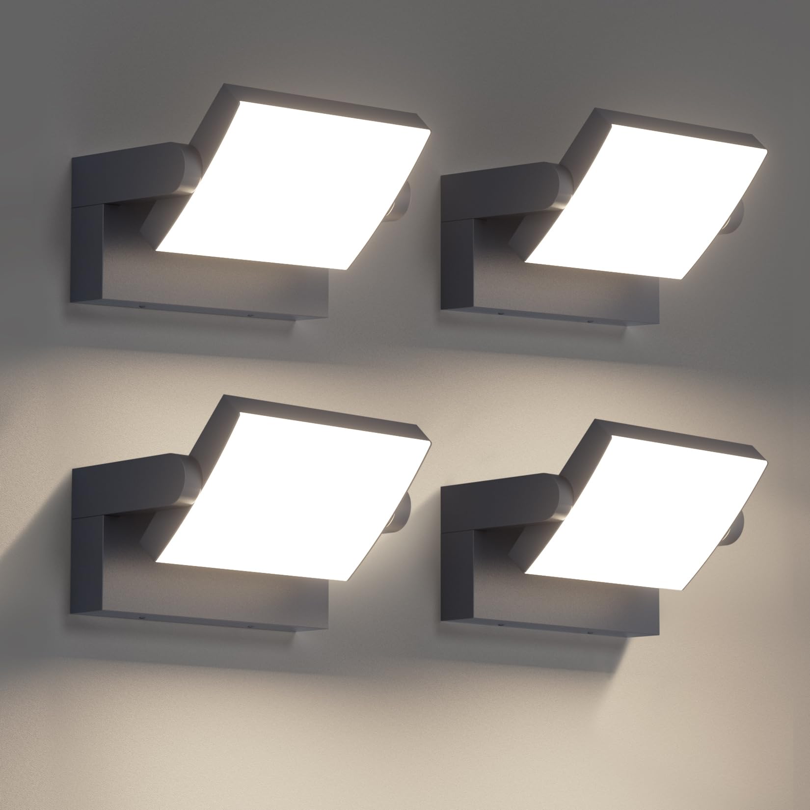 Klighten 4 Pezzi Applique LED Esterno Interno 24W, Antracite