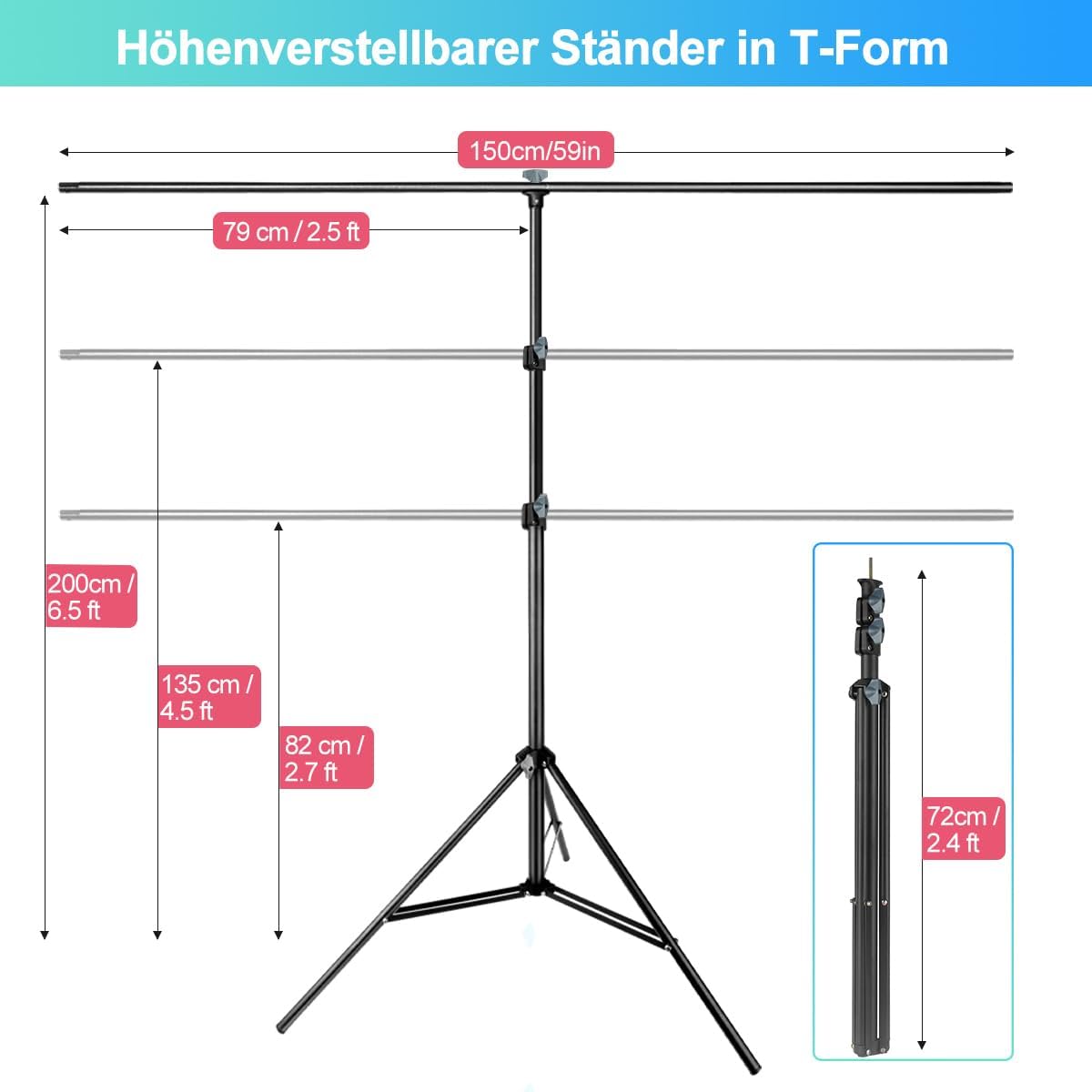 Jebutu Greenscreen con Supporto 1,5 x 2 m - immagine 3