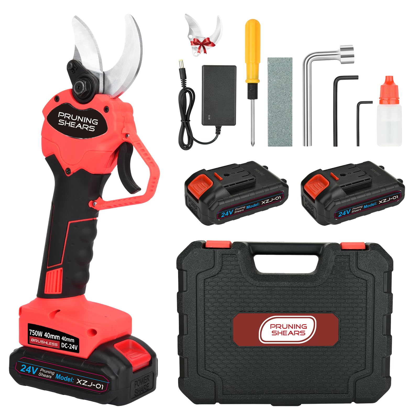 Forbici Potatura a Batteria 40mm con 2x3000 mAh Batterie