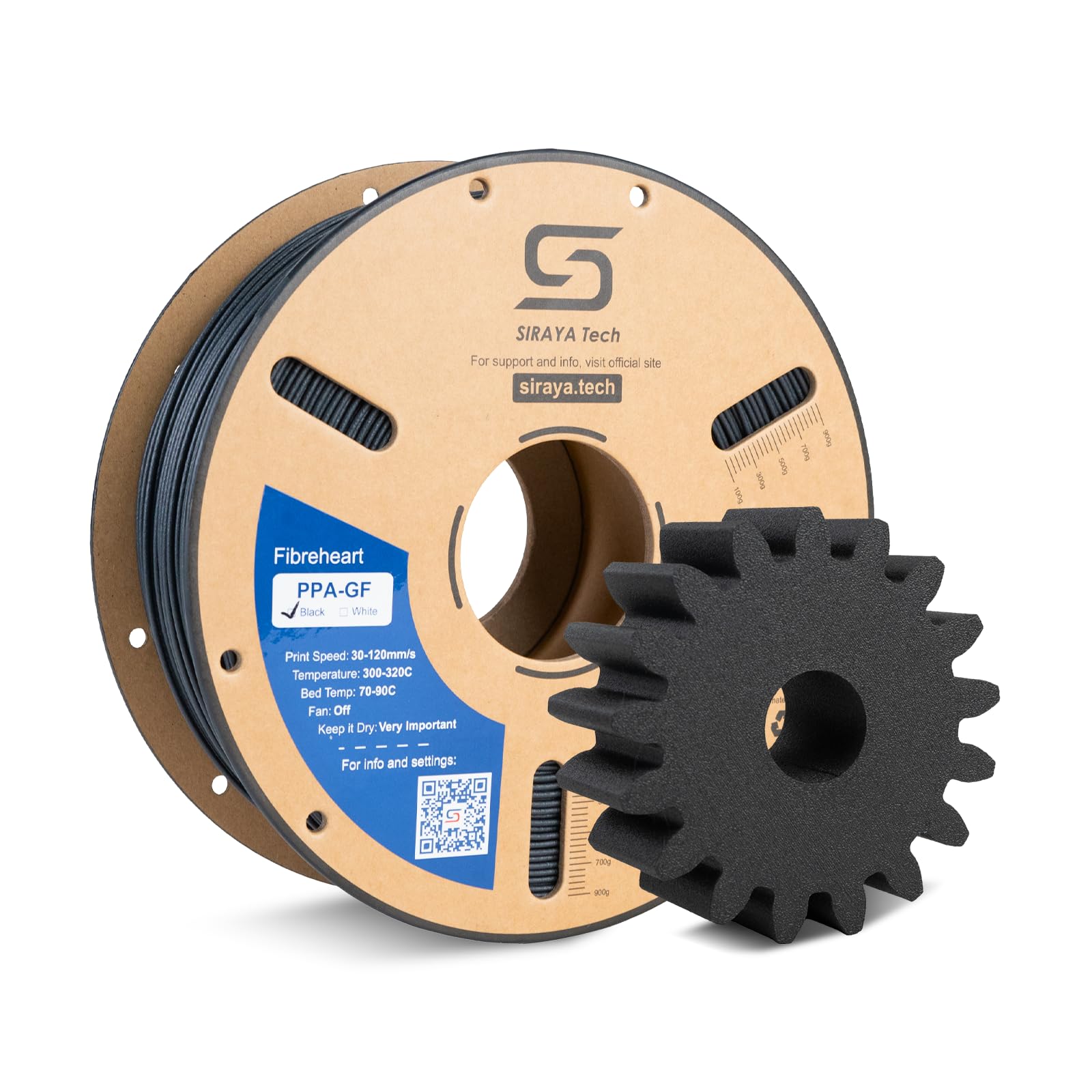 Siraya Tech Fibreheart PPA-GF Filamento 3D Nylon, 1kg Nero