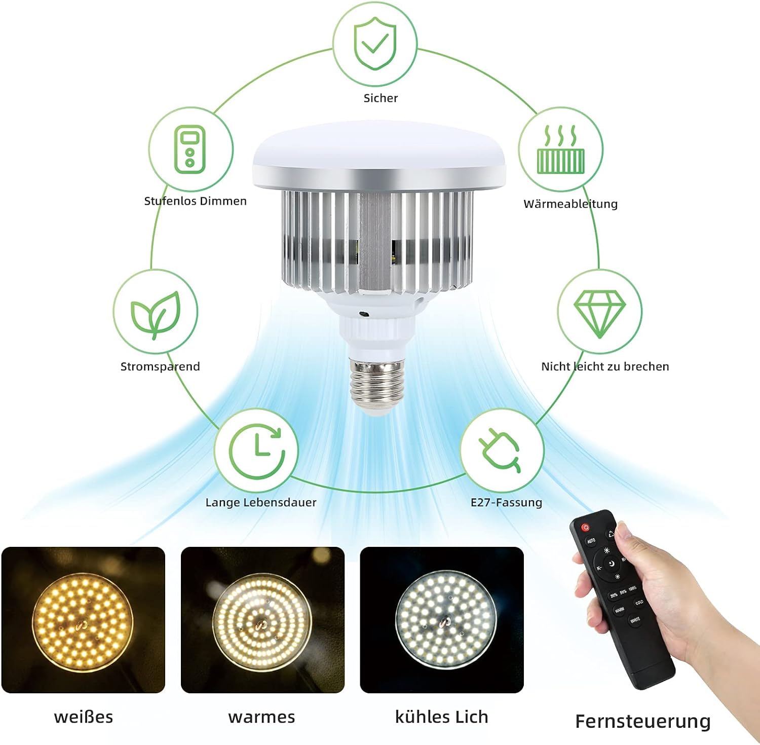 Fgen Lampada LED E27 Video 85W con Telecomando - immagine 2